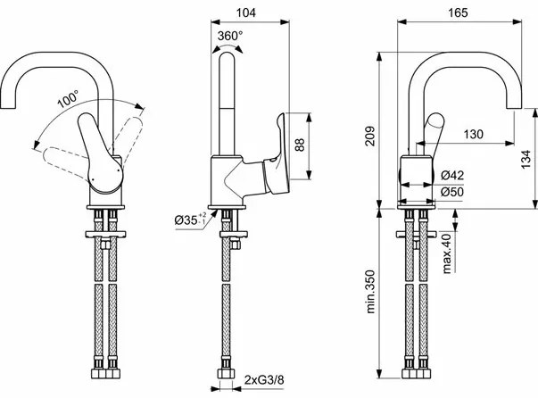 Baterie inalta lavoar Ideal Standard Alpha