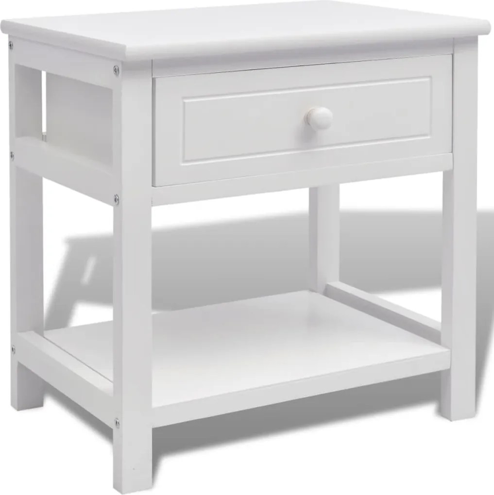 vidaXL Noptieră din lemn, alb