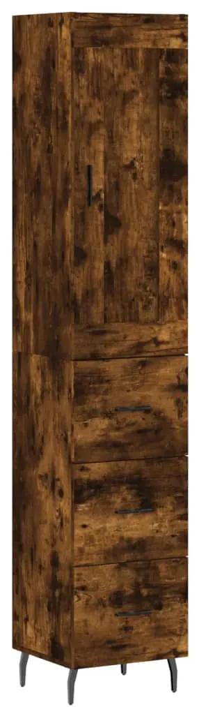 3200214 vidaXL Dulap înalt, stejar fumuriu, 34,5x34x180 cm, lemn prelucrat
