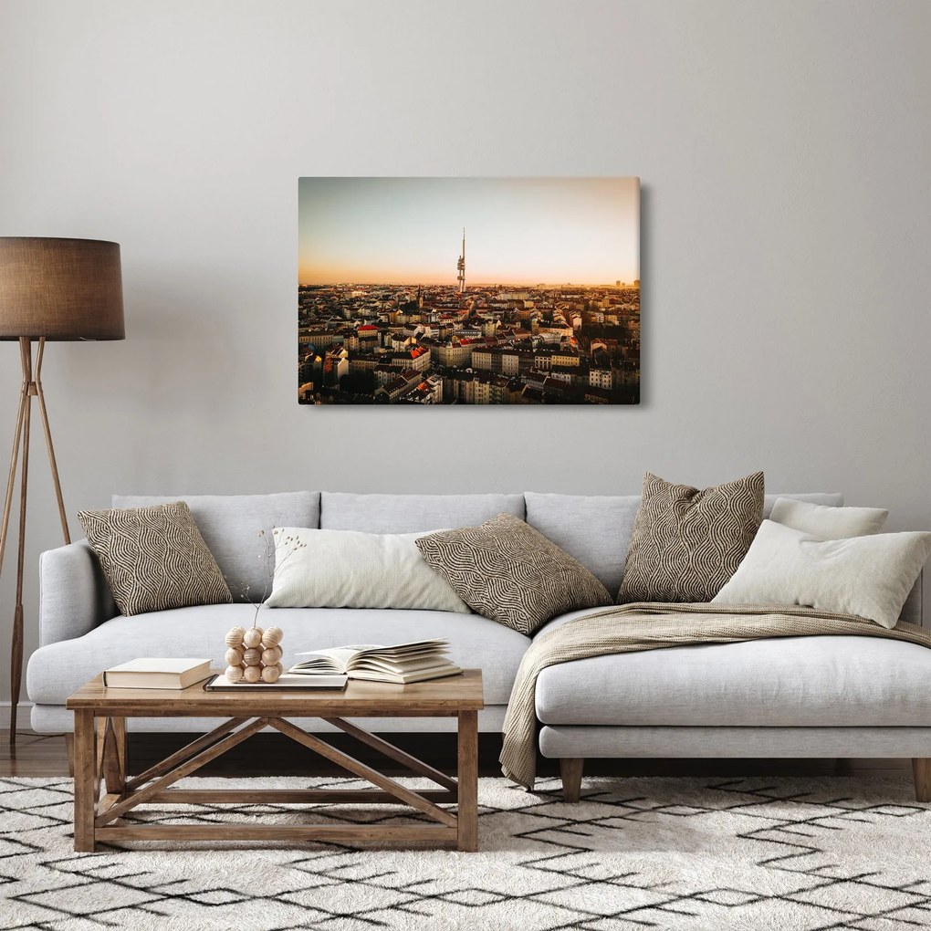 Tablou apusului de soare deasupra orașului Zizkov (90x60 cm)
