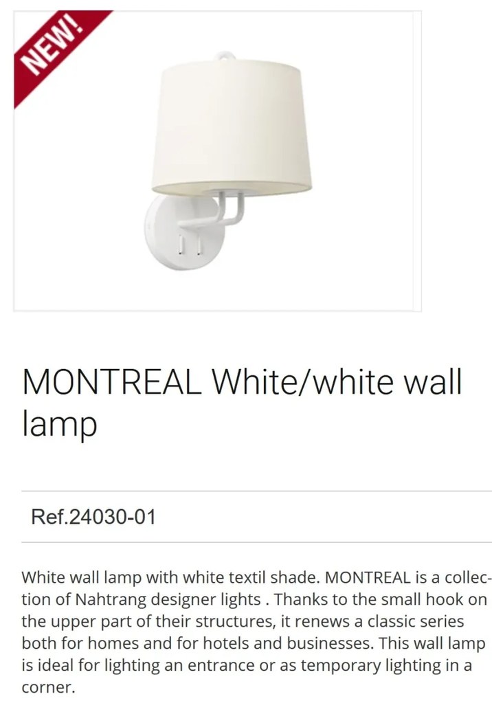 Aplica de perete moderna design elegant MONTREAL alba