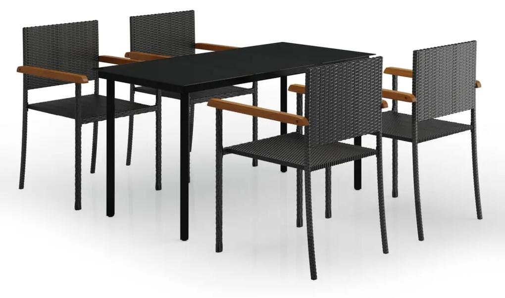 Set de mobilier pentru gradina, 5 piese, negru Lungime masa 140 cm, 5