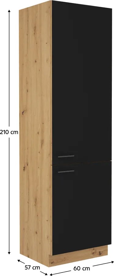 Dulap pentru produse alimentare, negru mat / stejar artizan, MONRO 60 DK-210 2F