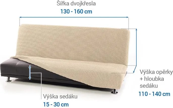 Nueva Textura Huse care se întind foarte bine NIAGARA smântânii 2fotoliu cu manere de lemn (l. 130 - 160 cm)