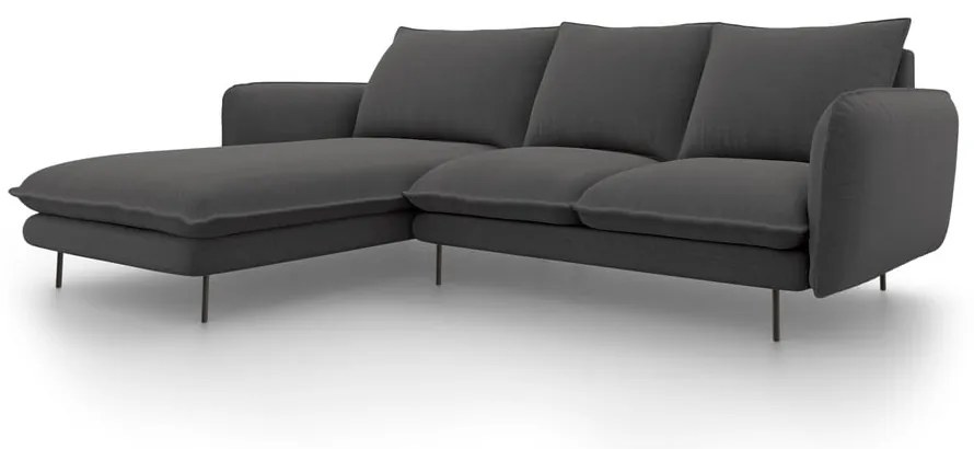 Colțar cu șezlong pe partea stângă Cosmopolitan Design Vienna, gri închis