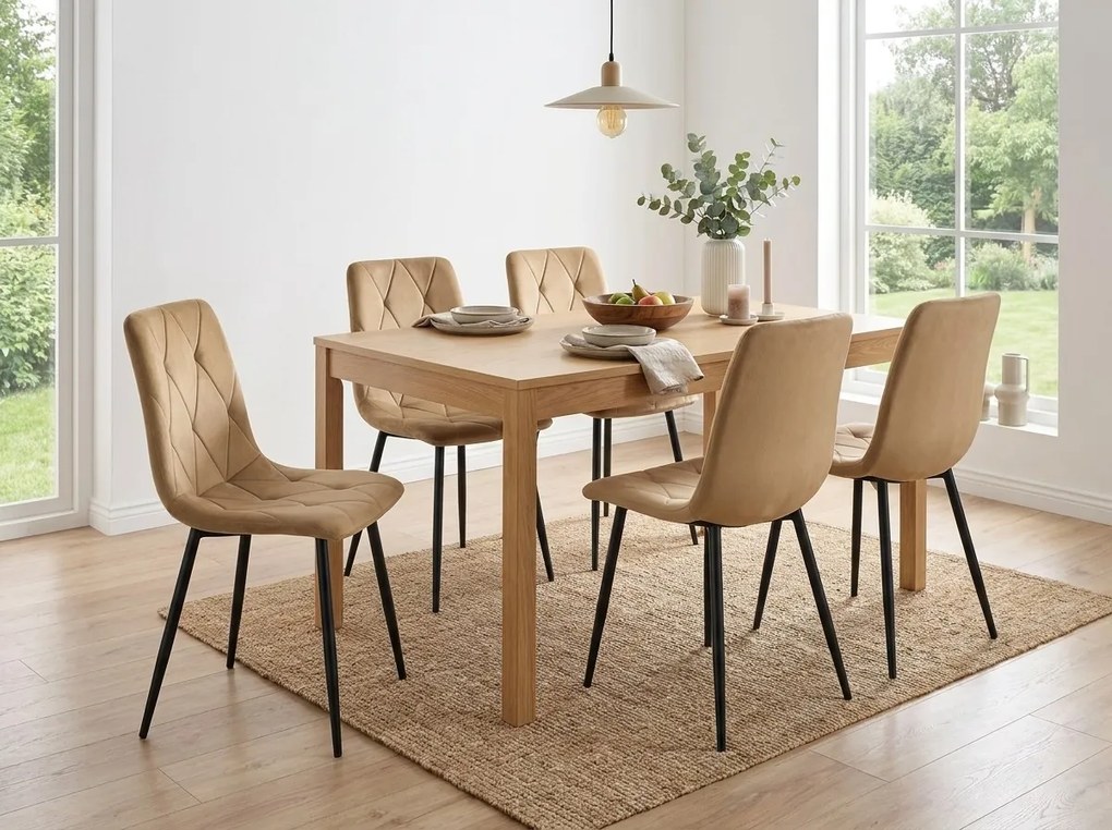 Scaun de dining din catifea maro LIBRA cu picioare negre