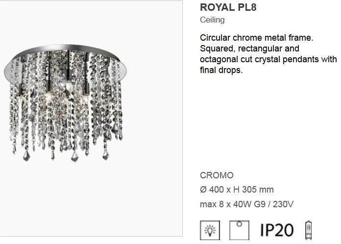 Plafonier cristal Venezian diametru 40 cm ROYAL PL8 052991
