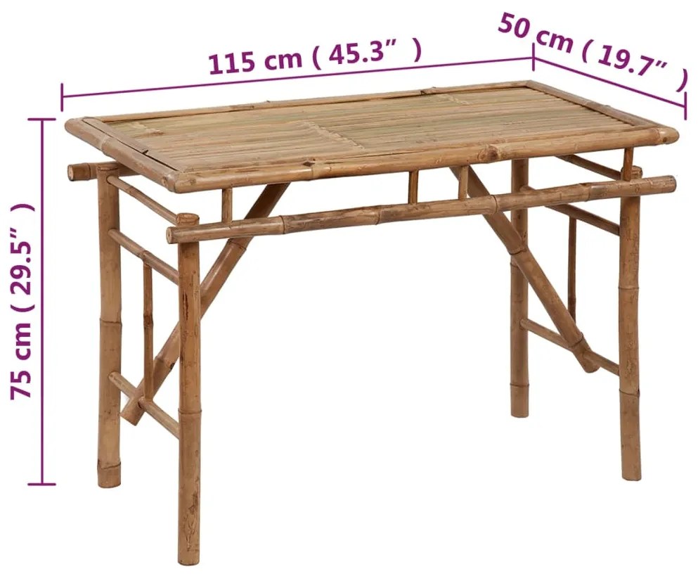 Masa de gradina pliabila, 115x50x75 cm, bambus 1, 115 x 50 x 75 cm