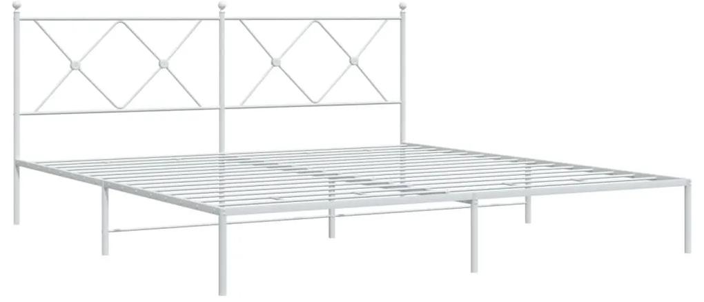 376555 vidaXL Cadru de pat metalic cu tăblie, alb, 180x200 cm