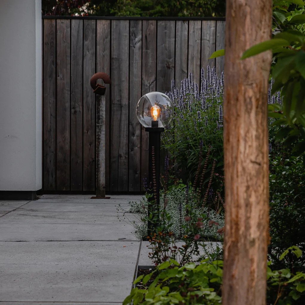 Lampă de exterior tip stâlp neagră cu glob transparent 100 cm IP44 - Sfera