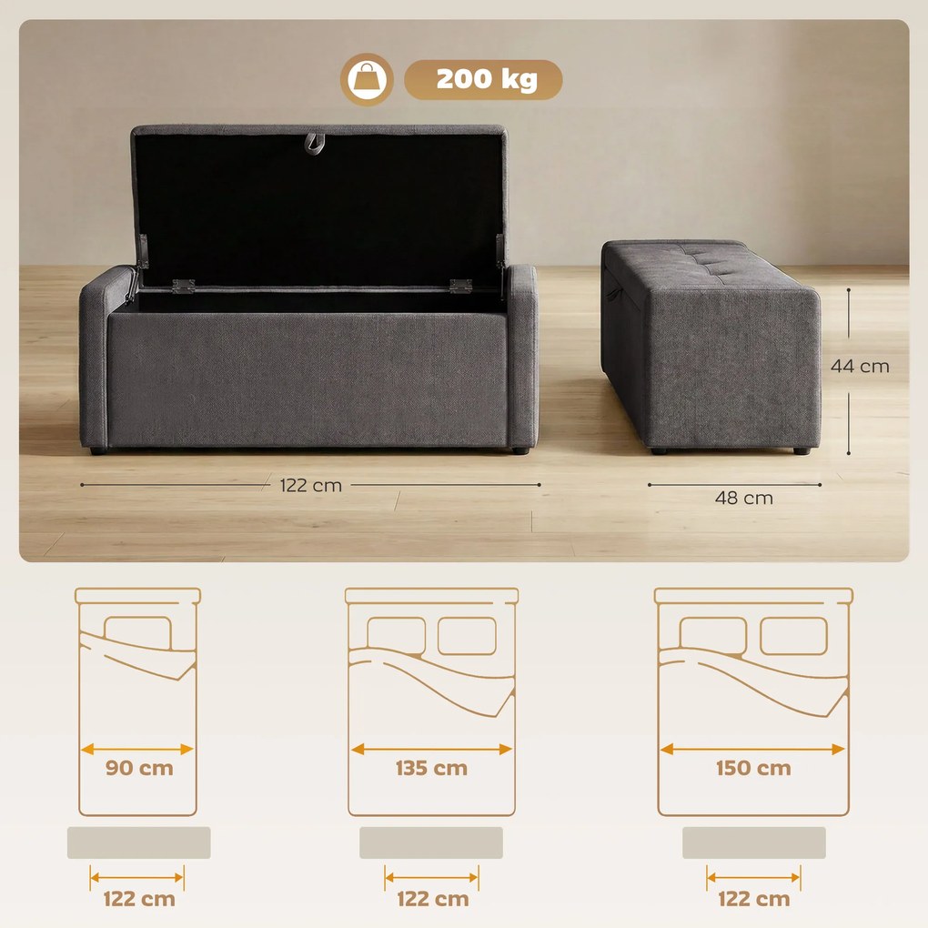 HOMCOM Pouf, taburet, suport pentru picioare, ladă depozitare, design modern | Aosom Romania
