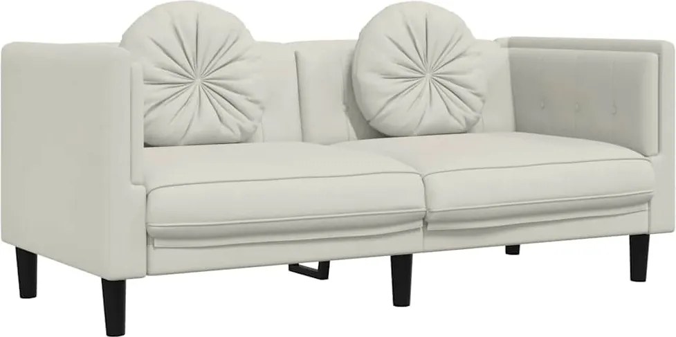 vidaXL Canapea cu perne, 2 locuri, crem, catifea