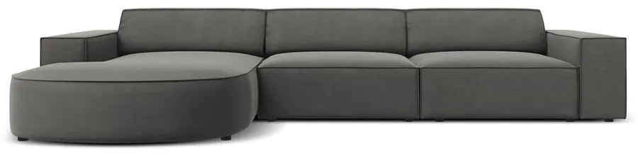 Colțar gri cu tapițerie din catifea (cu șezlong pe partea stângă ) Jodie - Micadoni Home