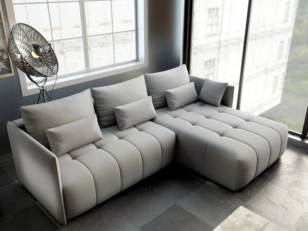Colțar extensibil dumonde cu ladă de depozitare si sezut confortabil din spuma high-density, Malta Enjoy Grey II 235x185 cm