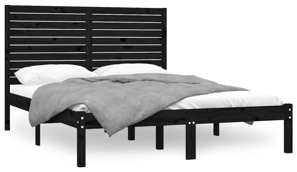 3104612 vidaXL Cadru de pat, negru, 140x200 cm, lemn masiv