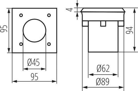 Kanlux 18192 - Lampă LED de exterior GORDO, încastrabilă și rezistentă la trafic, 1W, 230V, 9,5x9,5 cm, IP67, inox