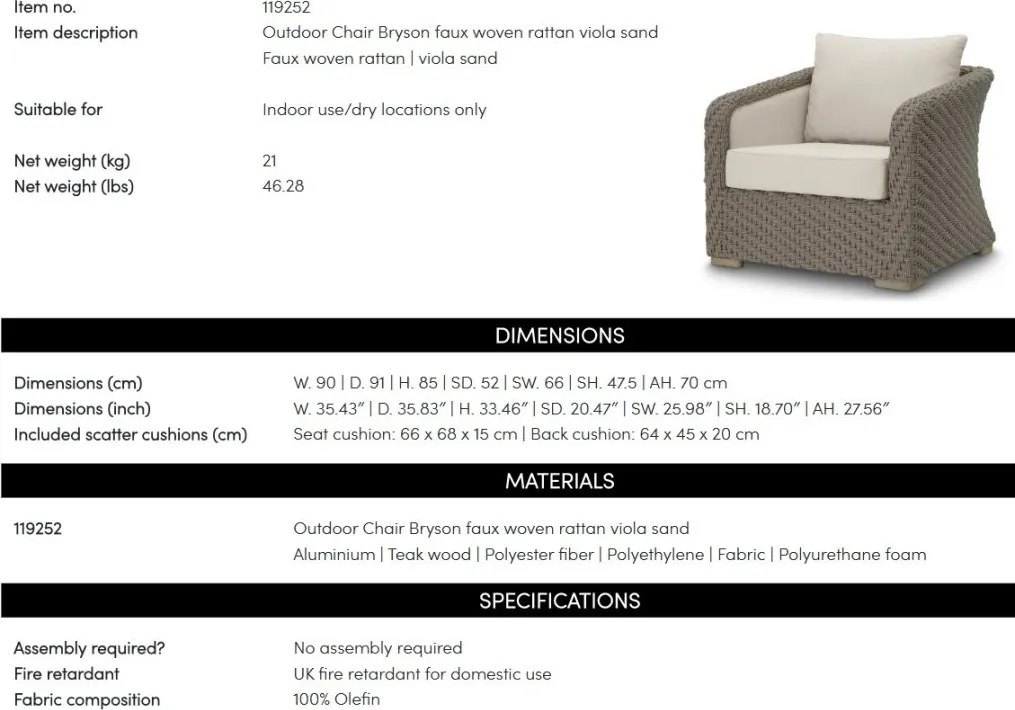 Fotoliu design LUX pentru Exterior, Bryson