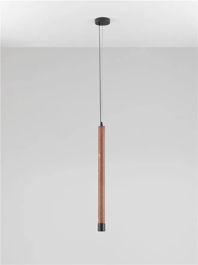 Lustra, Pendul tubular din travertin Muse metal negru