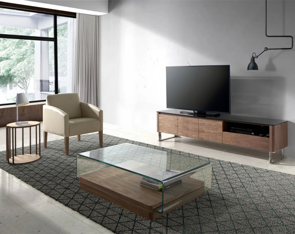 Comoda TV eleganta design LUX Walnut/Black AC-191-F