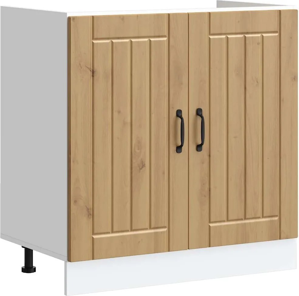 vidaXL Dulap de bază pentru chiuvetă „Lucca” lemn de stejar artizanal