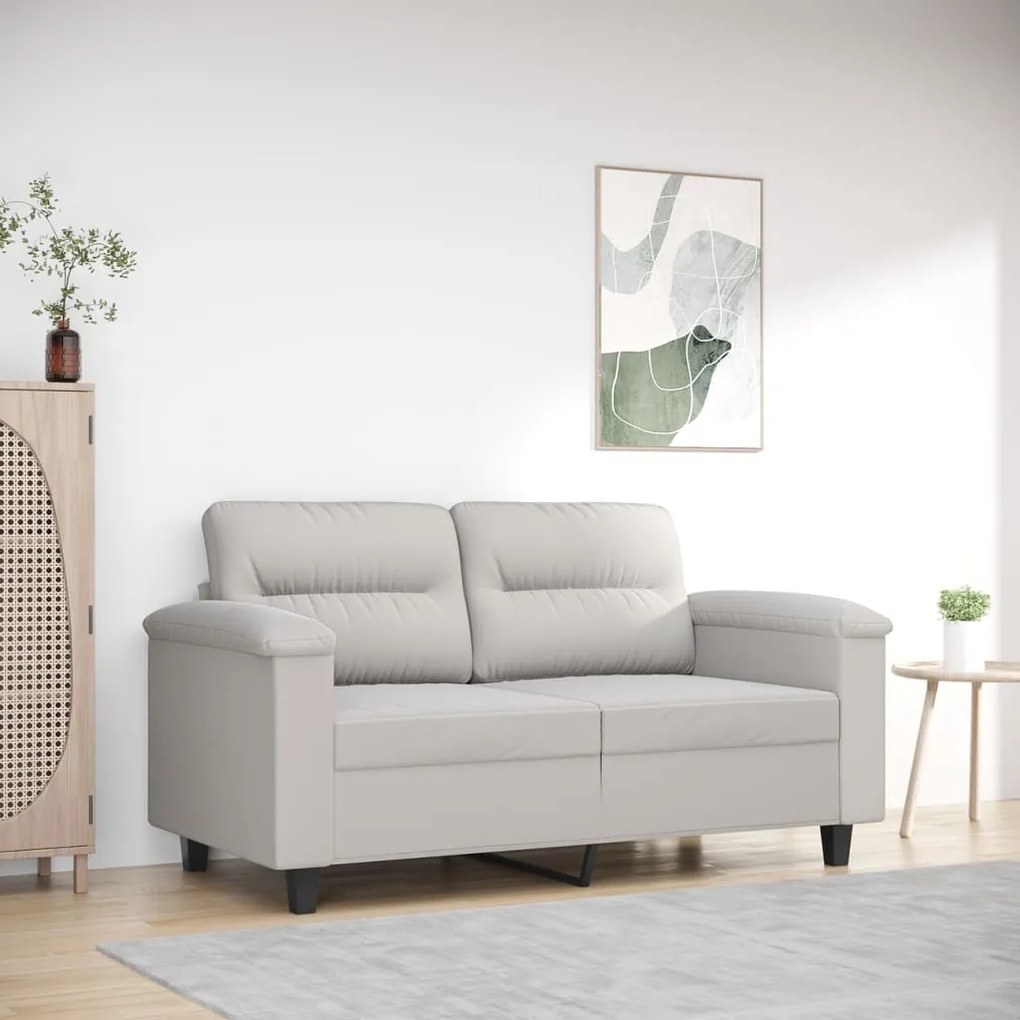 349216 vidaXL Canapea cu 2 locuri, gri deschis, 120 cm, țesătură microfibră