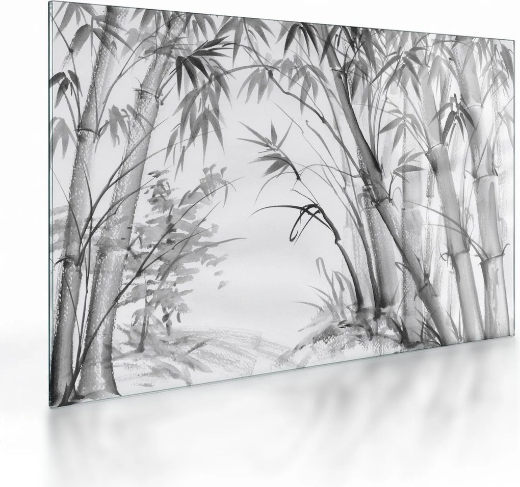Tablou pe sticlă - Pădure de bambus (70x50 cm)