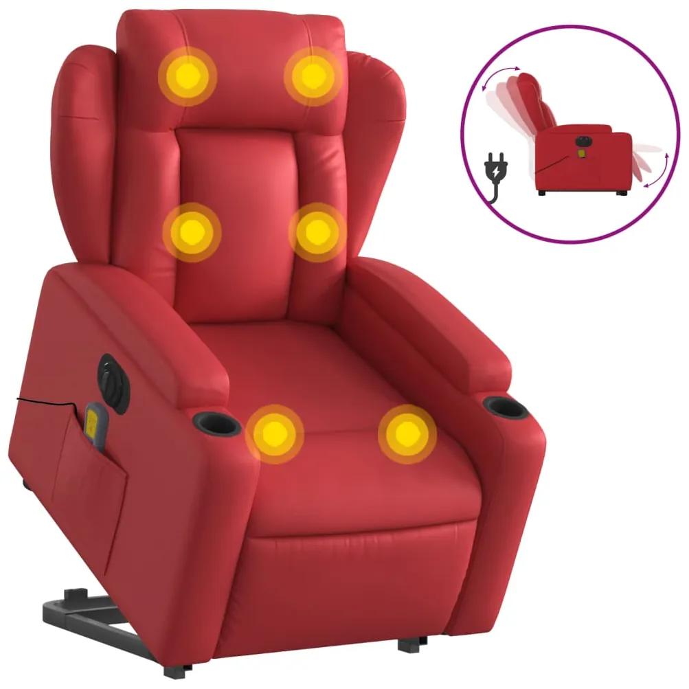 3204570 vidaXL Fotoliu electric masaj rabatabil cu ridicare, roșu