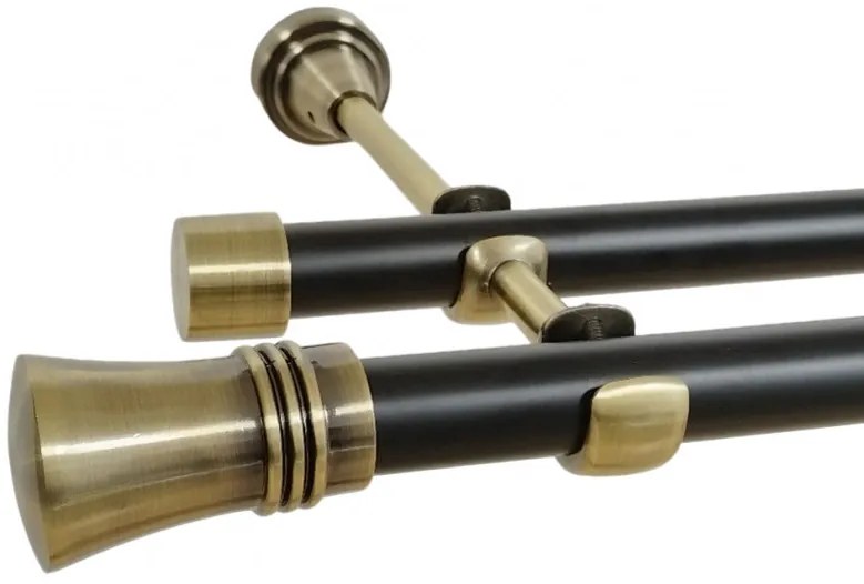 Galerie dubla fara inele duo CAPRI 19/19 mm negru aur antic