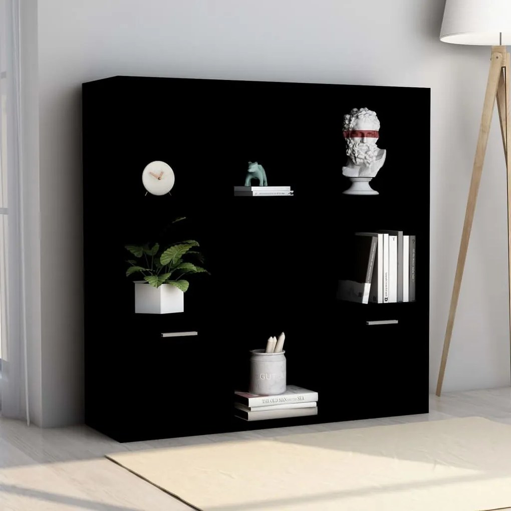 801117 vidaXL Bibliotecă, negru, 98 x 30 x 98 cm, lemn prelucrat