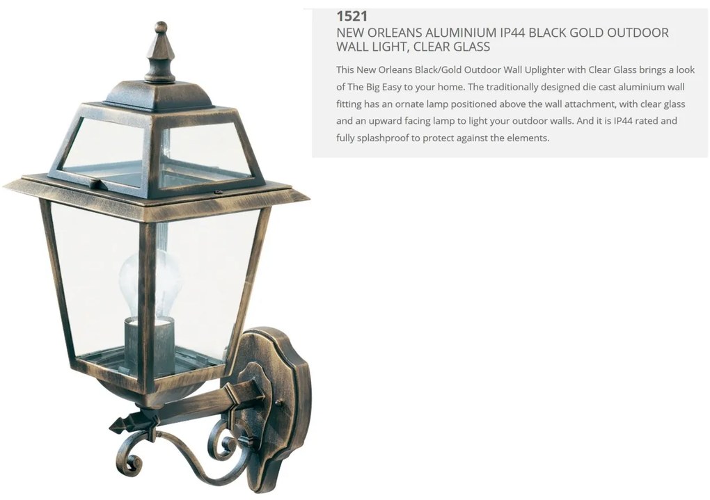 Aplica de perete exterior stil traditional IP44 New Orleans 1521 SRT