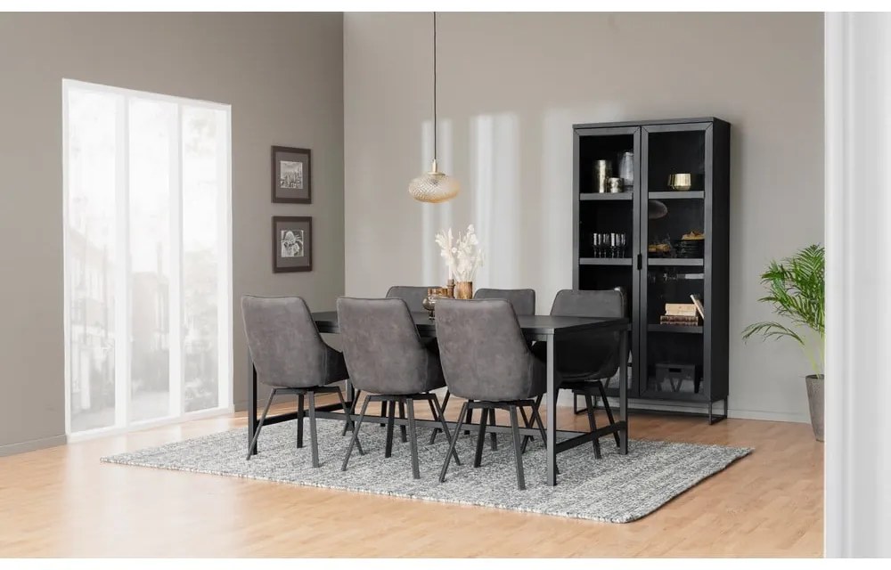 Vitrină în culoare naturală din lemn masiv de stejar 95x195 cm Everett - Rowico