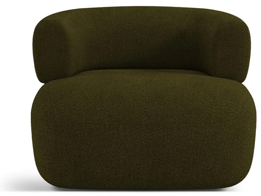 Fotoliu verde cu tapițerie din țesătură bouclé Jenny – Micadoni Home