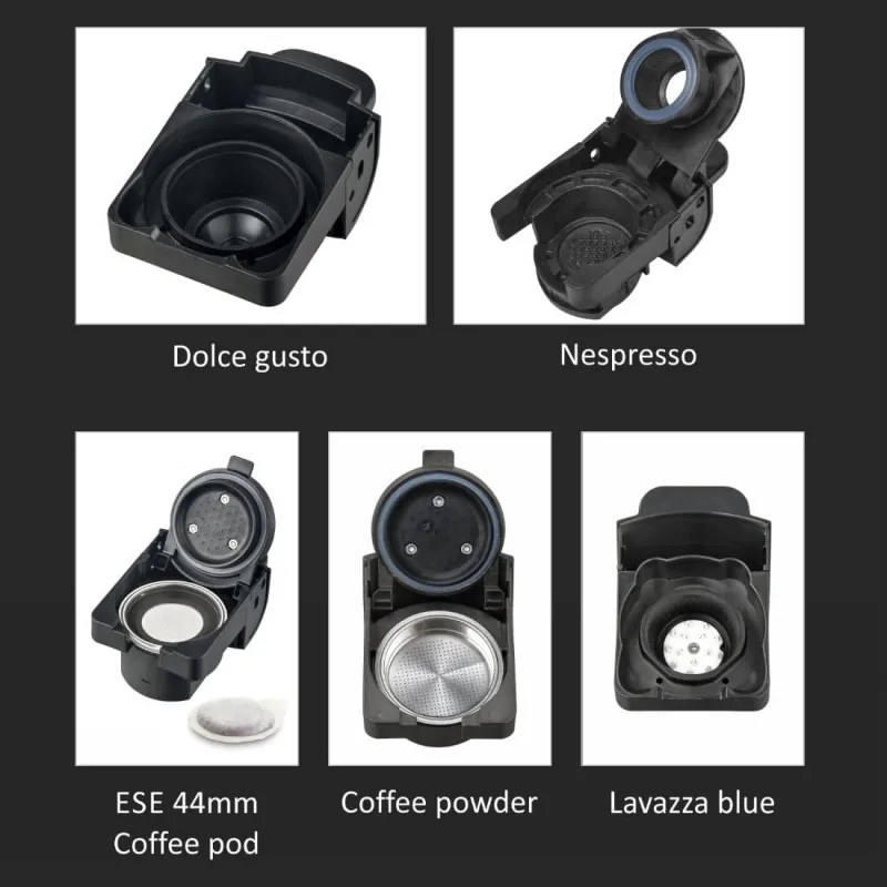 La mâna a doua: Espressor cafea macinata si capsule 8в1 Oliver Voltz OV51171B5, 1450W, 19 bar, Negru/Rosu