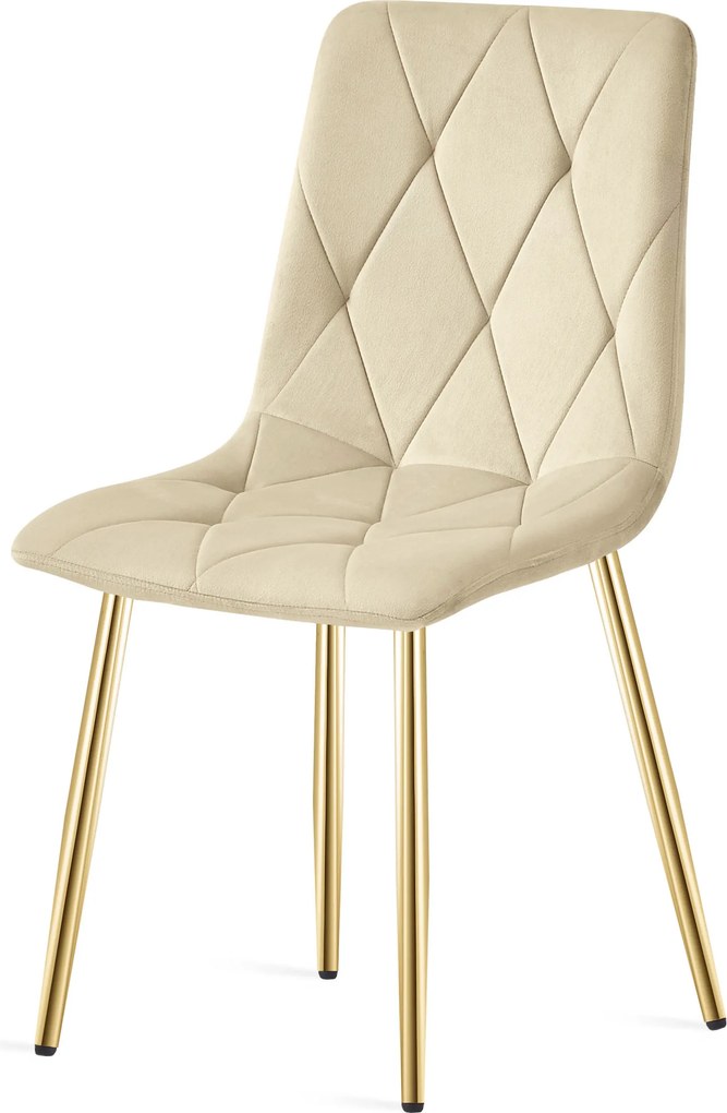 Scaun de dining catifea bej deschis LIBRA cu picioare aurii