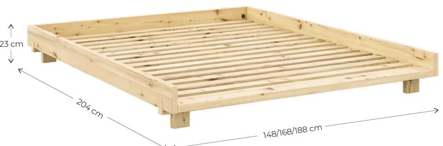 Pat matrimonial în culoare naturală din lemn de pin cu somieră 140x200 cm Social Bed – Karup Design