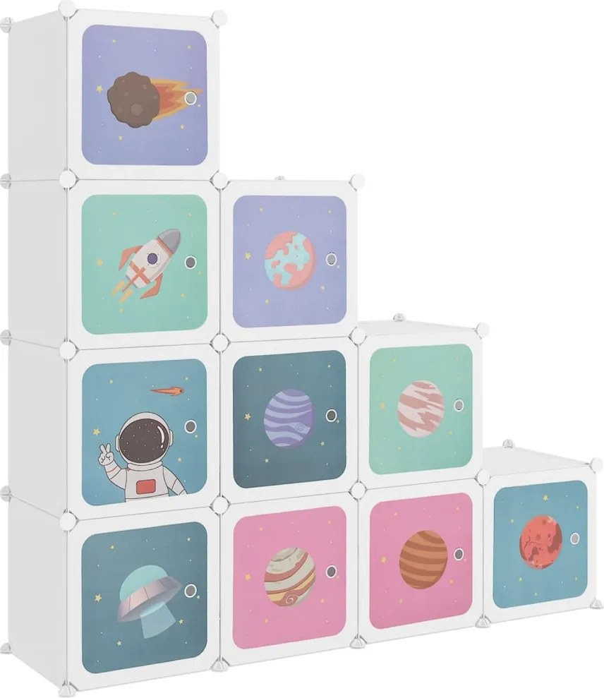 vidaXL Dulap de depozitare cub pentru copii cu 10 cuburi, alb, PP