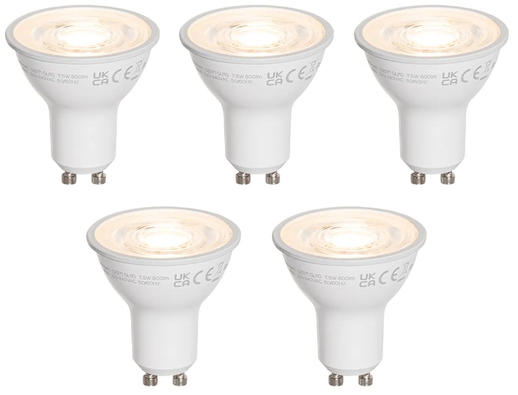 Set de 5 becuri LED GU10 50mm clare 7,5W 800 lm 3000K