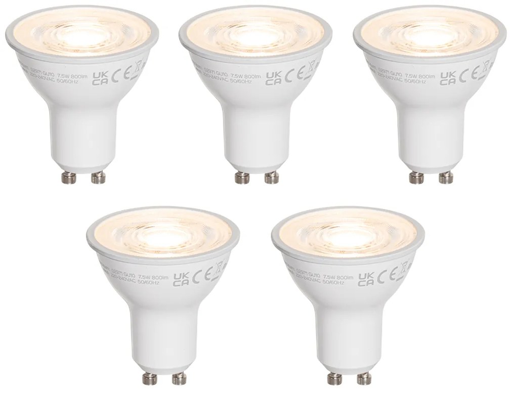 Set de 5 becuri LED GU10 clare de 50mm 7.5W 800 lm 3000K