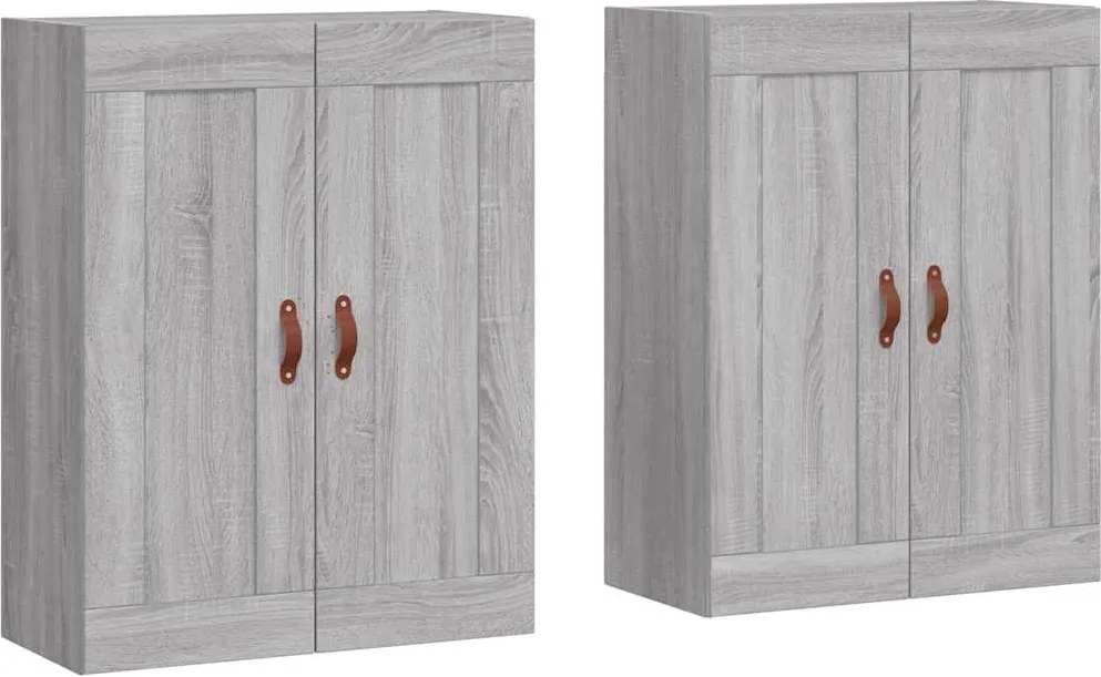 vidaXL Dulapuri montate pe perete, 2 buc, gri Sonoma, lemn prelucrat