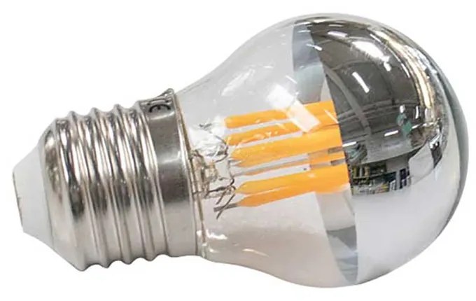 Bec LED filament 6w, e27, 480 lm, tip half-silver, g45-6lws