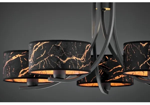 Jupiter 2107 - Candelabru cu lanț ARTHUR 5xE27/15W/230V negru/oranj/decor marmorat