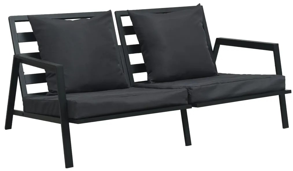 47818 vidaXL Set mobilier grădină cu perne, 4 piese, gri, închis aluminiu