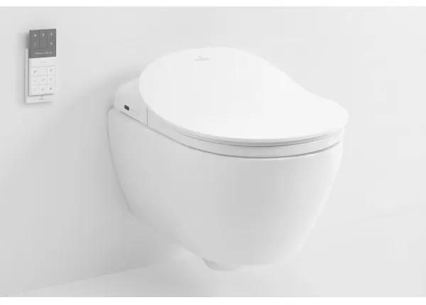 Set vas WC rimless suspendat Villeroy&amp;Boch Subway 2.0, DirectFlush, cu capac ViClean, functie de bideu si racord ViClean