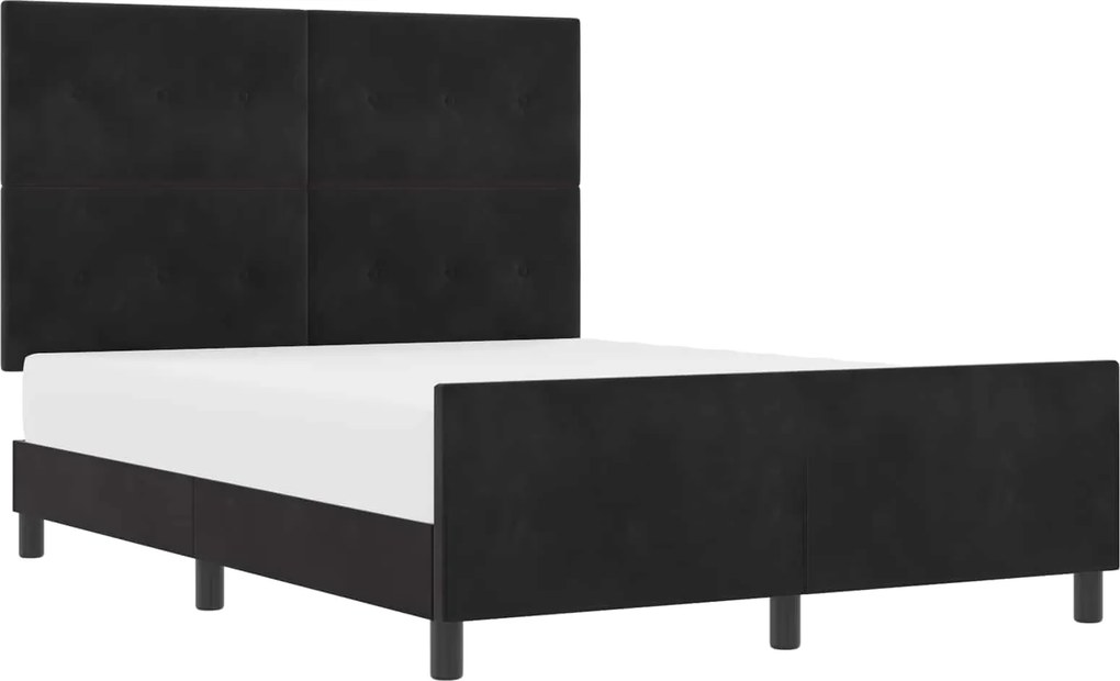 vidaXL Pat cu arcuri cu headboard Negru 140 x 200 cm Catifea
