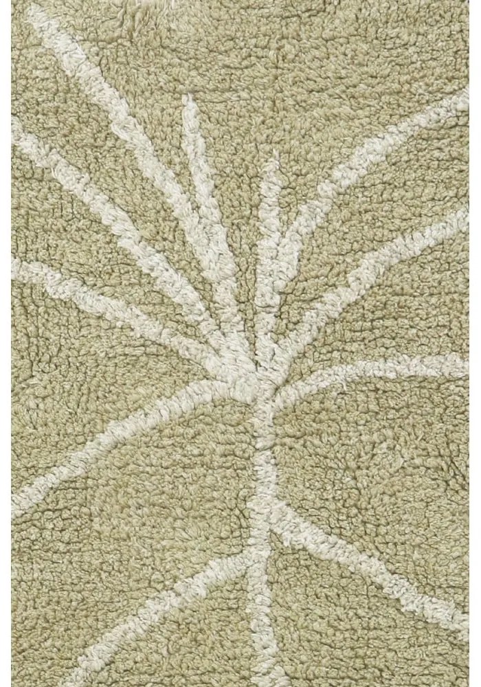 Covor pentru copii kaki lavabil/țesut manual din bumbac 75x100 cm Mini Monstera Olive – Lorena Canals