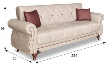 Canapea Extensibila 3 Locuri Venetto, Lada Depozitare 234 X 85 X 93 Cm