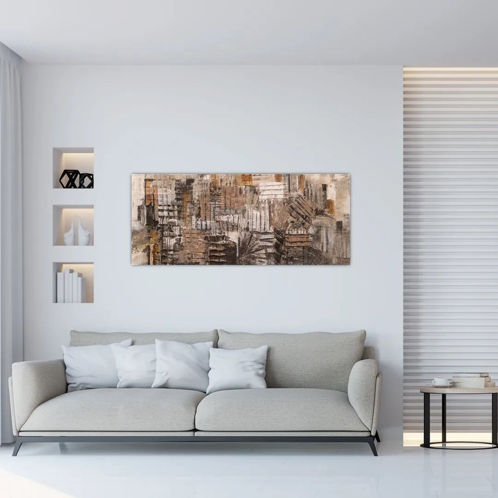 Tablou - Abstract, nuanțe maro (120x50 cm)