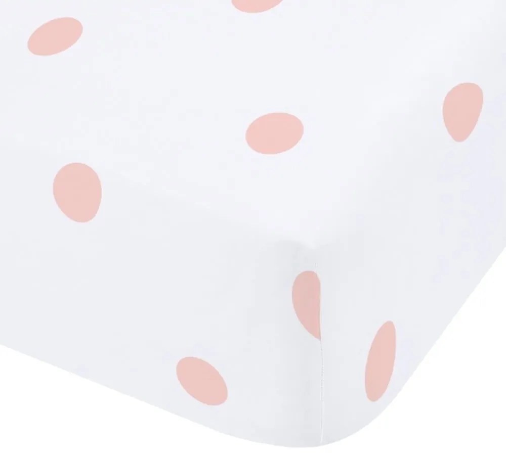 Cearceaf alb-roz din flanelă cu elastic 135x190 cm Polka Dot – Catherine Lansfield