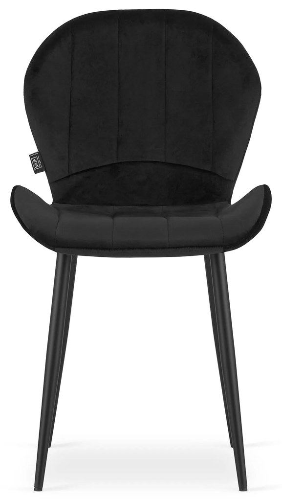 Scaun de masa din catifea neagra cu picioare negre, TERNI
