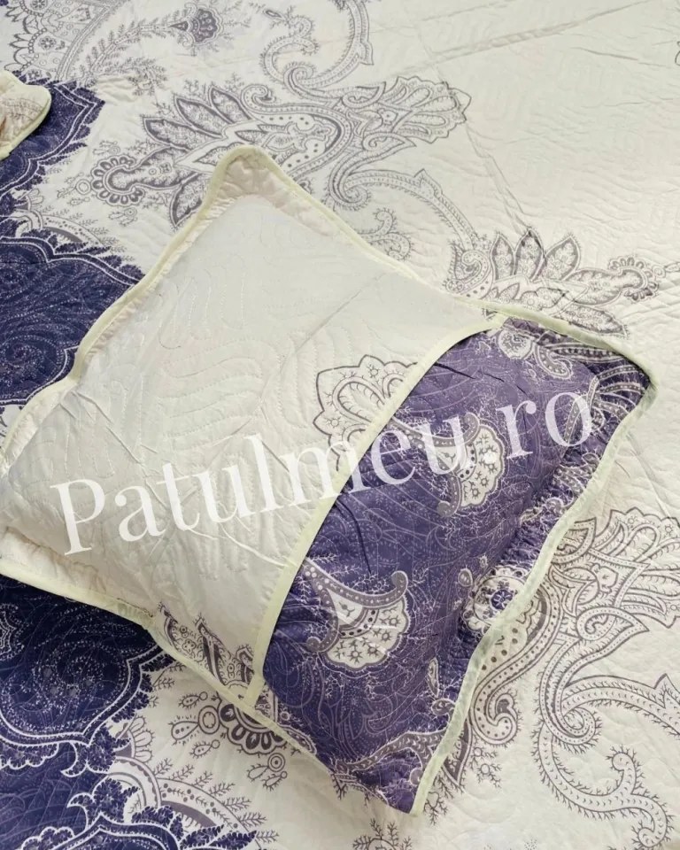 Set Cuvertura Bumbac + 4 Fete de Perne, Purple Regal